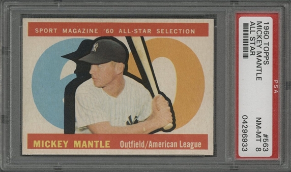1960 Topps #563 Mickey Mantle AS - PSA NM-MT 8